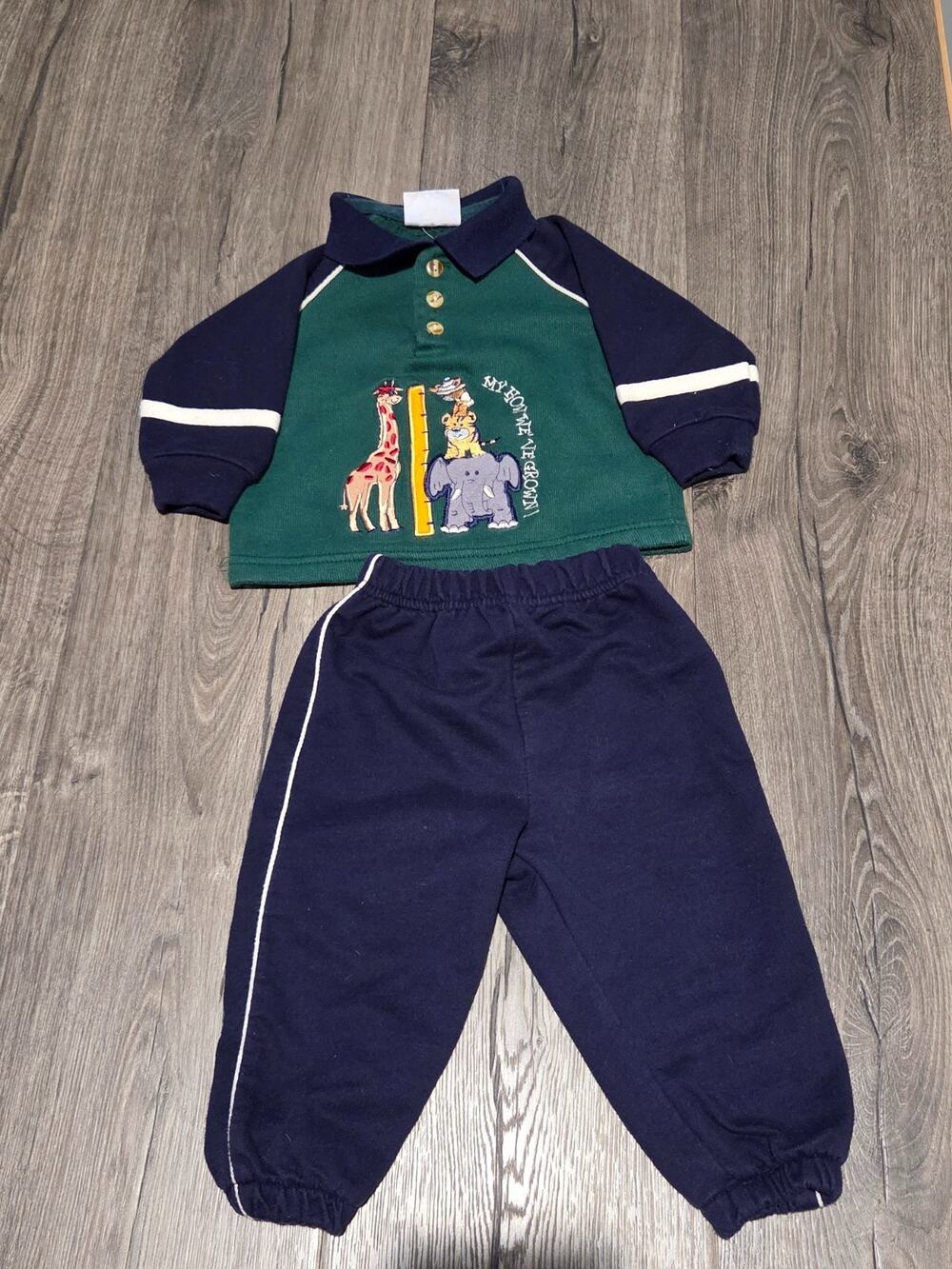 Vintage Y2K Small Steps Sweatsuit Set Colorblock "My how we grow" Size 12M